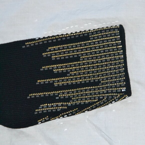 ST JOHN Evening Black with Silver & Gold Paillette Embellished Mock Neck Dress 6 - Picture 8 of 10